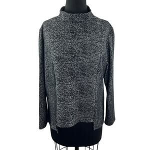 CLARA SUN WOO Black White Sweater Top Long Sleeve Mock Neck Pullover Sz Large L